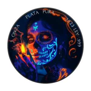 Dama de la Muerte Day of the Dead 2023 Silver Coin 1 oz Mexico Colored Black Platinum