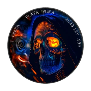 Caballero de la Muerte Day of the Dead 2023 Silver Coin 1 oz Mexico Colored  Black Platinum