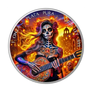 Guitarist - Morning Día de los Muertos 2024 Silver Coin 1 oz Mexico Colored