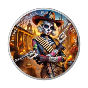 Sheriff Día de los Muertos 2024 Silver Coin 1 oz Mexico Colored
