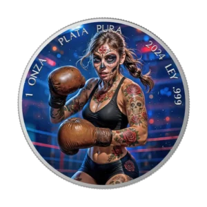 Boxer Día de los Muertos 2024 Silver Coin 1 oz Mexico Colored