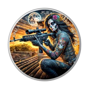 Sniper Día de los Muertos 2024 Silver Coin 1 oz Mexico Colored