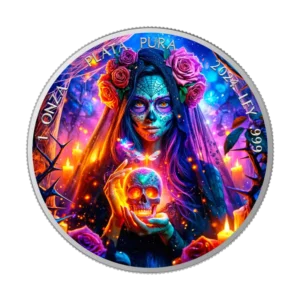 Thorns Día de los Muertos 2024 Silver Coin 1 oz Mexico Colored
