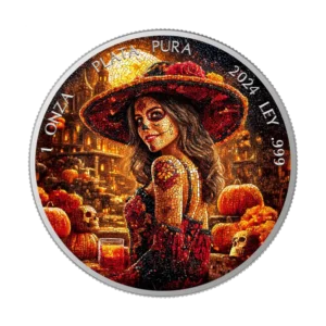 Mosaic Día de los Muertos 2024 Silver Coin 1 oz Mexico Colored