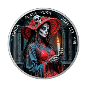 La Parca Día de los Muertos 2024 Silver Coin 1 oz Mexico Colored