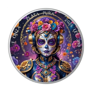 Steampunk Día de los Muertos 2024 Silver Coin 1 oz Mexico Colored