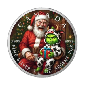 Santa & Grinch Snow Angel 2025 Silver Coin 1 oz Canada Colored