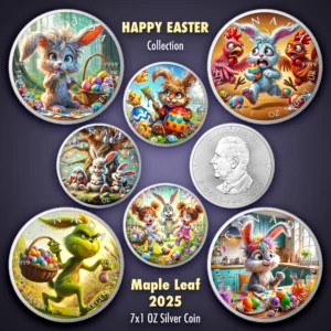 Feliz Pascua 2025 Moneda de Plata 7 x 1 oz Colección Canadá