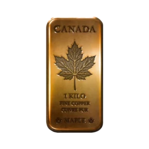 Canadian Maple Leaf Copper 1 Kg Cast Bar