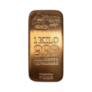 China Panda Mint Copper 1 Kg Cast Bar